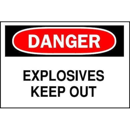 Brady Danger Sign, 10 in H, 14 in W, Plastic, Rectangle, English, 25659 25659