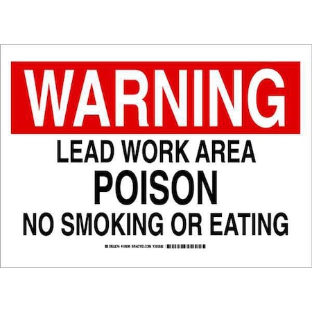 Brady No Smoking Sign, 10" H, 14 in W, Polyester, Rectangle, English, 18908 18908
