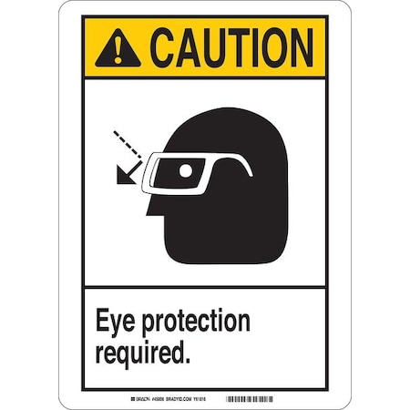 Brady Caution Sign, 10 in Height, 7 in Width, Aluminum, Rectangle, English 48995