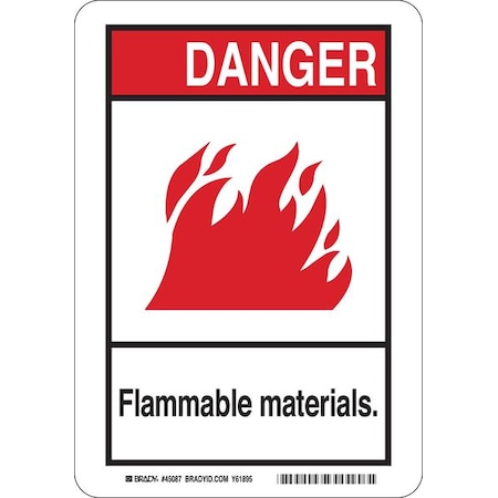 Brady Danger Sign, 14" Height, 10" Width, Aluminum, Rectangle, English 49008