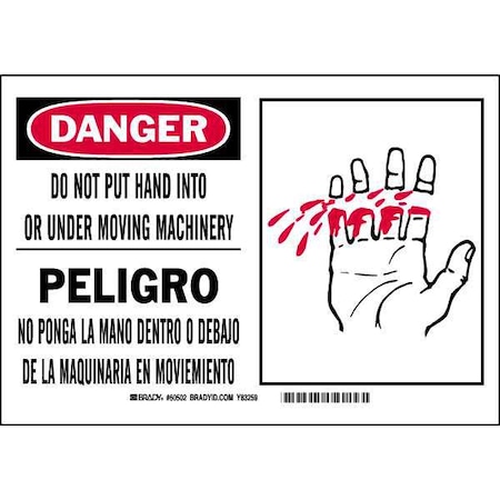 Brady Safety Sign, 7 in Height, 10 in Width, Plastic, Rectangle, English, Spanish 60502