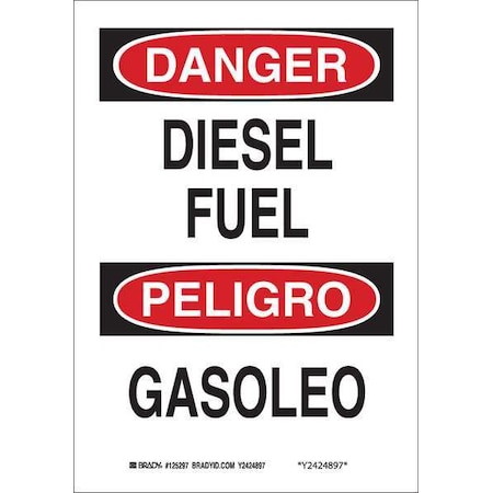 Brady Safety Sign, 14 in H, 10 in W, Plastic, Rectangle, English, Spanish, 39071 39071
