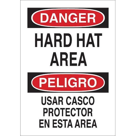Brady Safety Sign, 14 in Height, 10 in Width, Aluminum, Rectangle, English, Spanish 38359