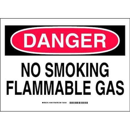 Brady No Smoking Sign, 10" H, 14 in W, Rectangle, English, 15846 15846