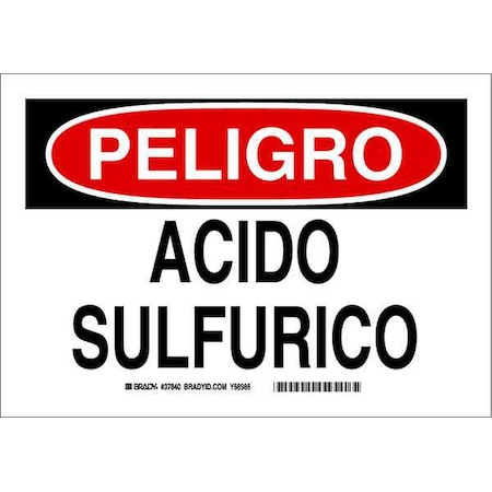 Brady Safety Sign, 10 in Height, 14 in Width, Plastic, Rectangle, Spanish 39142