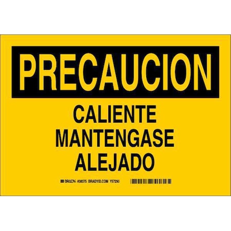 Brady Safety Sign, 7 in Height, 10 in Width, Aluminum, Rectangle, Spanish 38375