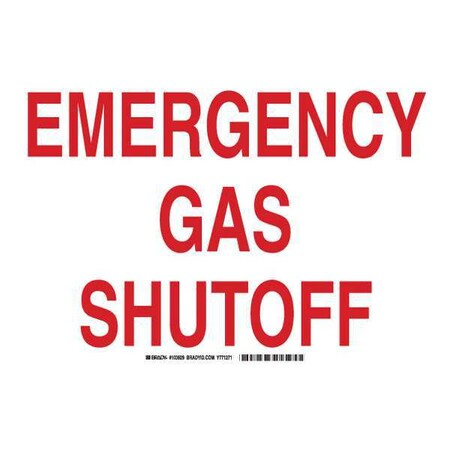 Brady Emergency Gas Shutoff, 10" W x 14" H, Rectangle, Polyester, 103930 103930