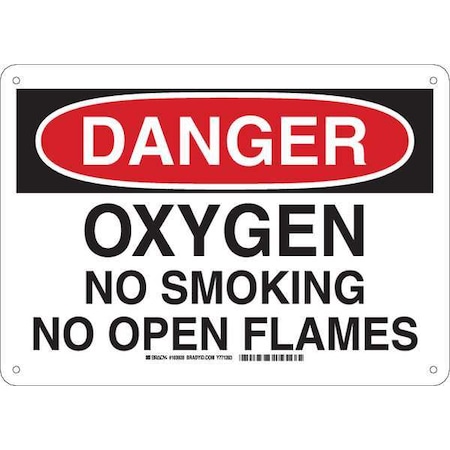 Brady Danger No Smoking Sign, 14 in H, 10" W, Polyester, Rectangle, English, 103928 103928