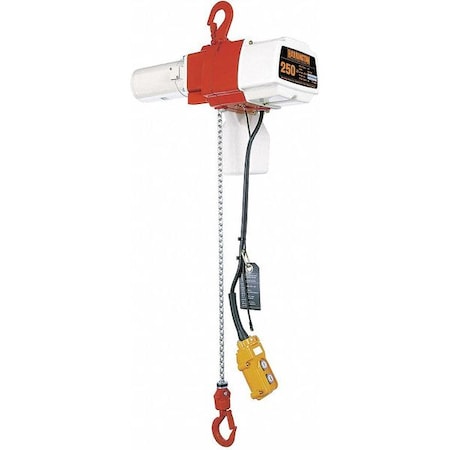 Harrington Electric Chain Hoist, 220 lb., 10 ft., Hook Mounted - No Trolley, 120 ED220S-10