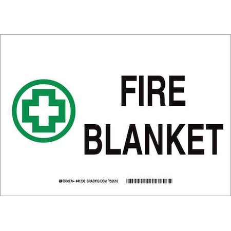 Brady Fire Blanket Sign, 7 in Height, 10 in Width, Aluminum, Rectangle, English 41230