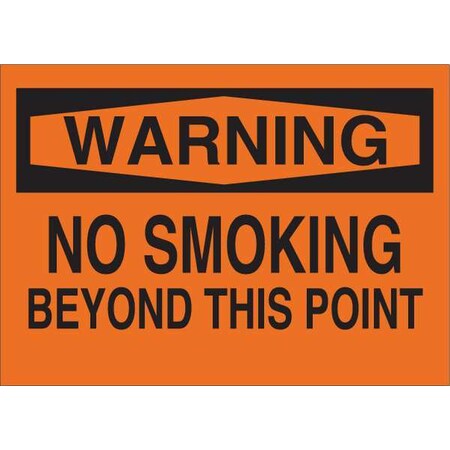 Brady Warning No Smoking Sign, 10 in Height, 14 in Width, Plastic, Rectangle, English 25103