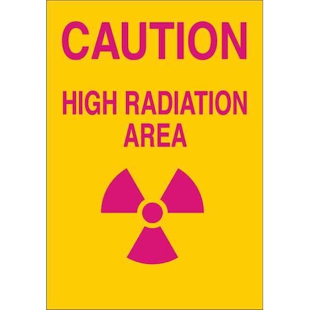 Brady Caution Radiation Sign, 14 in H, 10 in W, Polyester, Rectangle, 88734 88734