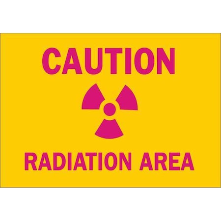 Brady Caution Radiation Sign, 7 in H, 10 in W, Aluminum, Rectangle, 42855 42855