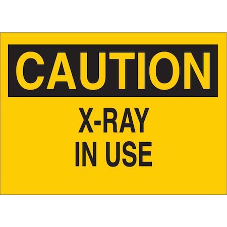 Brady Caution Sign, 10 in H, 14 in W, Plastic, Rectangle, 62952 62952