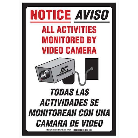 Brady Notice Sign, 14 in Height, 10 in Width, Plastic, Rectangle, English, Spanish 103848