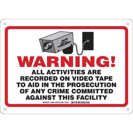 Brady Warning Sign, 10 in Height, 14 in Width, Plastic, Rectangle, English 103850