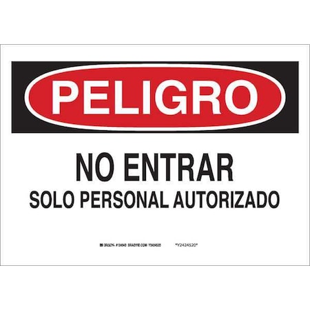 Brady Danger/Peligro Sign, 7 in Height, 10 in Width, Plastic, Rectangle, Spanish 38629