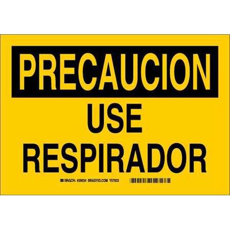 Brady Caution Sign, 7 in Height, 10 in Width, Plastic, Rectangle, Spanish 39034