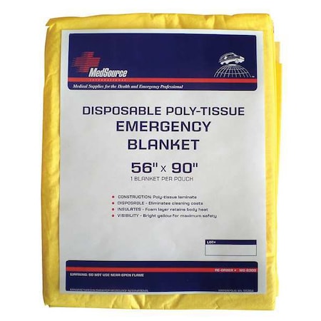 Medsource Emergency Blanket, Yellow, 90" L, PK24 MS-B300