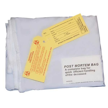 Medsource Body Bag, White, Standard w/Envlp Zip, PK10 MS-BOD100