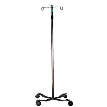 Medsource IV Pole, Stainless Steel, 1 in W, Silver, (4) Hooks MS-IVPOLE