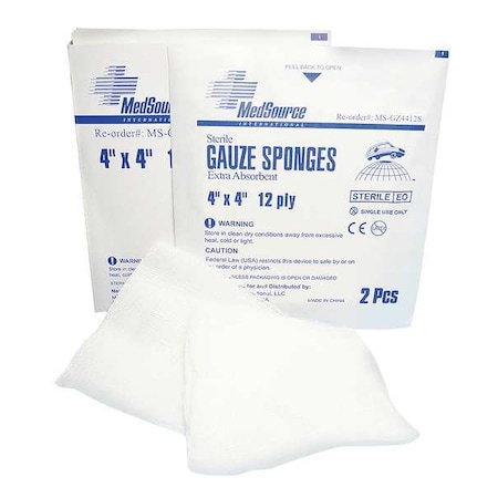 Medsource Sterile Gauze Sponges, White, 4x4", PK600 MS-GZ4412S