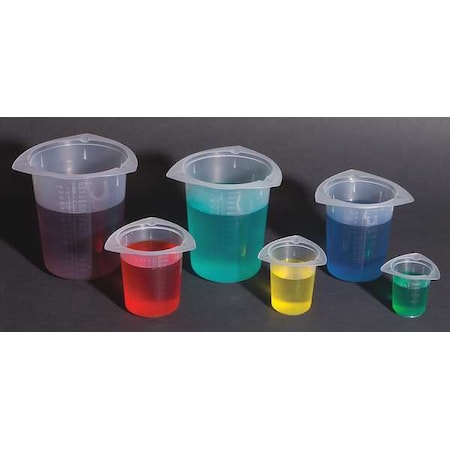 Zoro Select Tri-Pour Beaker, Polypropylene, Low Form, 250 mL / 8 fl oz ...