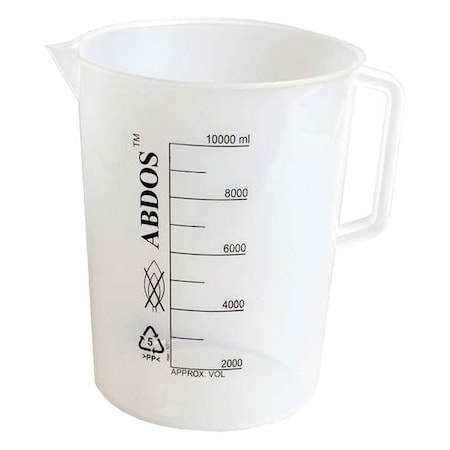 Zoro Select Beaker, Polypropylene, Tall Form with Handle, 2 L / 67.62 fl oz Capacity, Not Rated 4 PK P50806