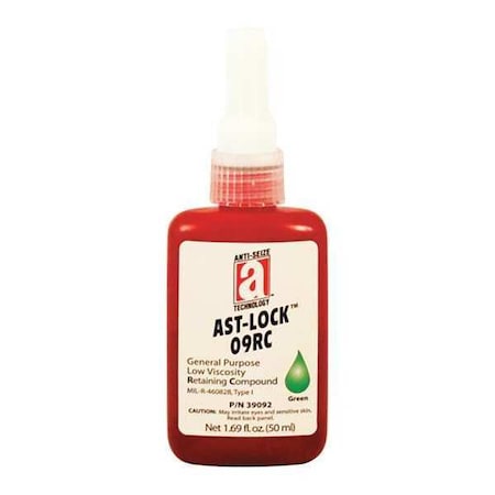 Anti-Seize Technology Retaining Compound, 09RC Series, Green, Liquid, 50ml, Bottle 39092