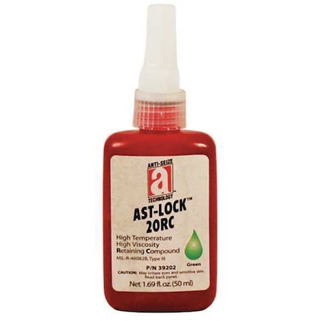 Anti-Seize Technology Retaining Compound, 20RC Series, Green, Liquid, 50ml, Bottle 39202