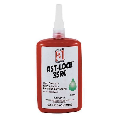 Anti-Seize Technology Retaining Compound, 35RC Series, Green, Liquid, 250mL, Bottle 39353