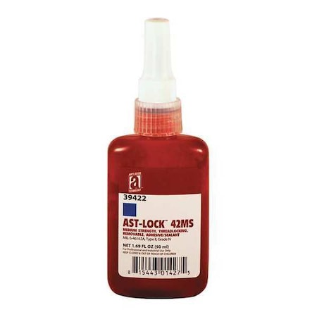 Anti-Seize Technology Threadlocker, ANTI-SEIZE TECHNOLOGY 42MS, Blue, Medium, Liquid, 1.69 fl oz, Bottle 39422