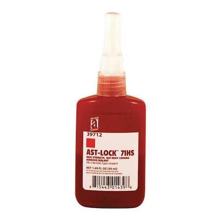 Anti-Seize Technology Threadlocker, ANTI-SEIZE TECHNOLOGY 71HS, Red, High, Liquid, 1.69 fl oz, Bottle 39712