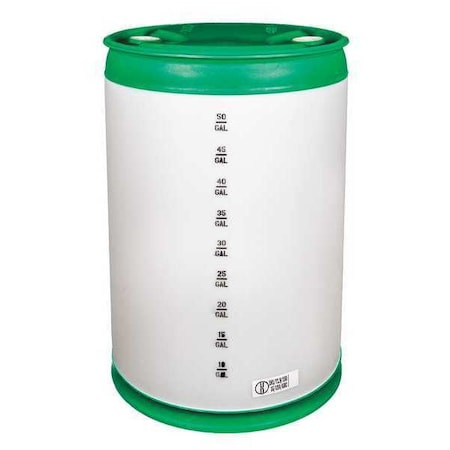 Zoro Select Closed Head Transport Drum, Polyethylene, 55 gal, Unlined, White TH55N-GPC
