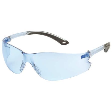 Pyramex Safety Glasses, Itek Series, Anti-Scratch, Frameless, Frosted Light Blue Temple, Blue Lens S5860S
