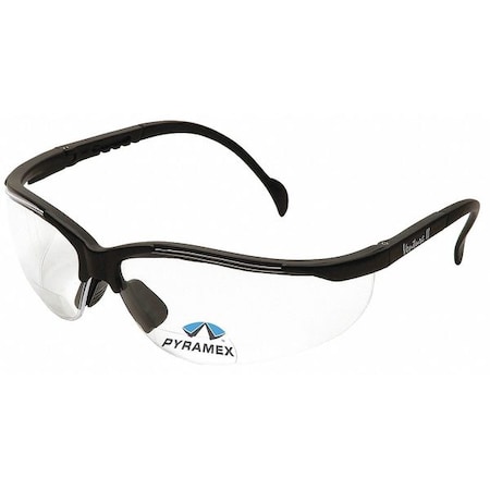 Pyramex Venture II(R), Reader Safety Glasses, Anti-Scratch, Clear Lens, Half-Frame, Wraparound SB1810R25