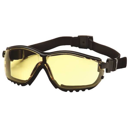 Pyramex Safety Goggles, Amber Lens, H2X Anti-Fog, Direct Vented, Foam Padding, V2G Series GB1830ST