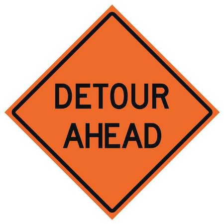 Eastern Metal Signs And Safety Detour Traffic Sign, 48 in H, 48 in W, Vinyl, Diamond, English, 669-C/48-NRVFO-DA 669-C/48-NRVFO-DA