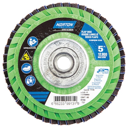 Norton Abrasives Flap Disc, 5 In x 80 Grit, 5/8-11 66623399131