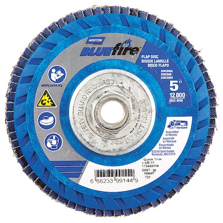 Norton Abrasives Fiber Disc, 5 in Dia, 5/8in Arbor, P36 Grit 66623399144