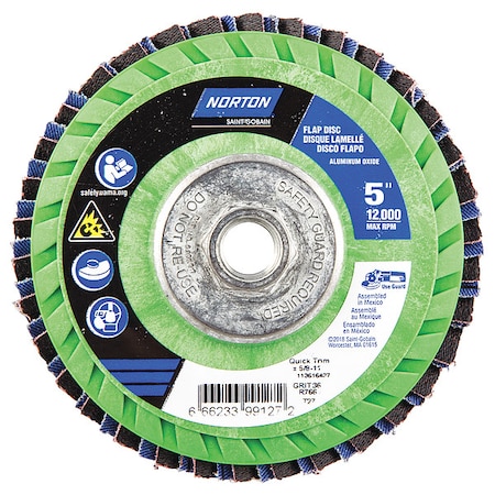 Norton Abrasives Flap Disc, 5 In x 36 Grit, 5/8-11 66623399127