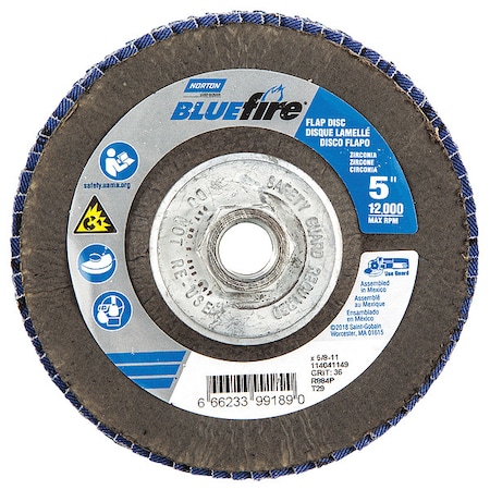 Norton Abrasives Flap Disc, 5 In x 36 Grit, 5/8-11 66623399189