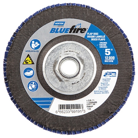 Norton Abrasives Flap Disc, 5 In x 60 Grit, 5/8-11 66623399191