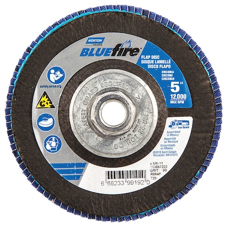 Norton Abrasives Flap Disc, 5 In x 80 Grit, 5/8-11 66623399192