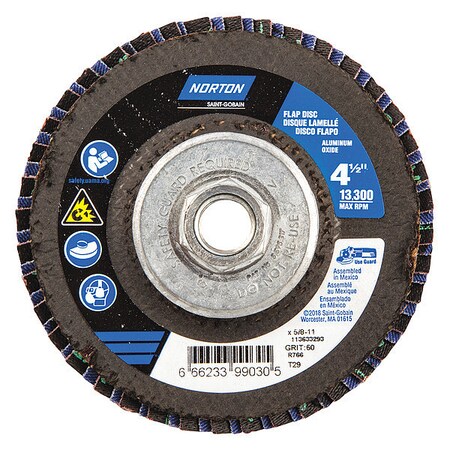 Norton Abrasives Flap Disc, 4 1/2 In x 60 Grit, 5/8-11 66623399030