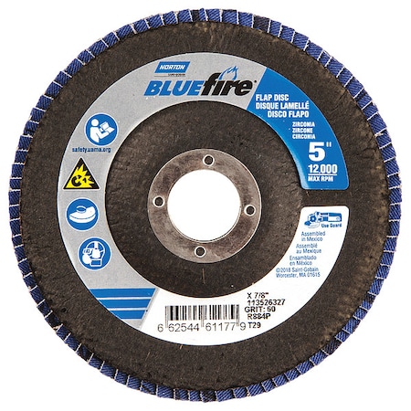 Norton Abrasives Flap Disc, 5 In x 60 Grit, 7/8 66254461177