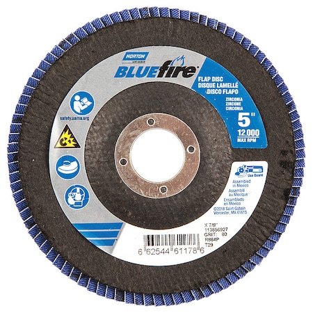 Norton Abrasives Flap Disc, 5 In x 80 Grit, 7/8 66254461178