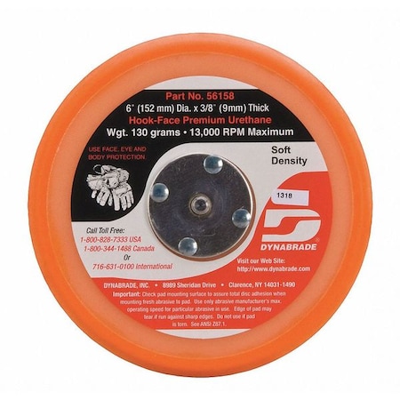 Dynabrade Non-Vacuum, Disc Pad, Short Nap, 6" 56158