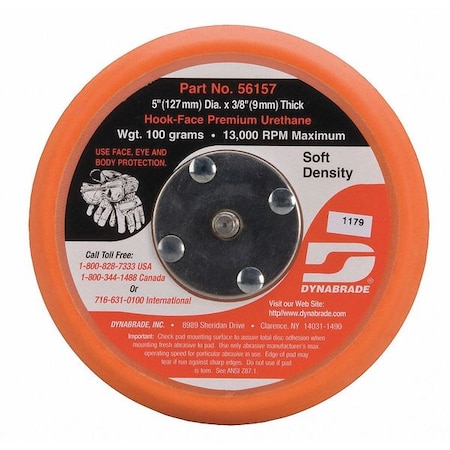 Dynabrade Non-Vacuum, Dsc Pad, 5" dia. 56157