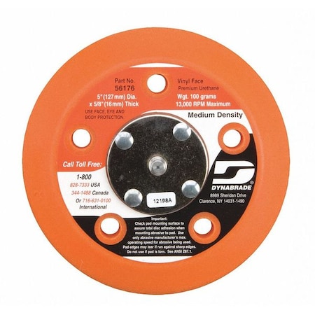 Dynabrade Vacuum, Disc Pad, 5" dia. 56176